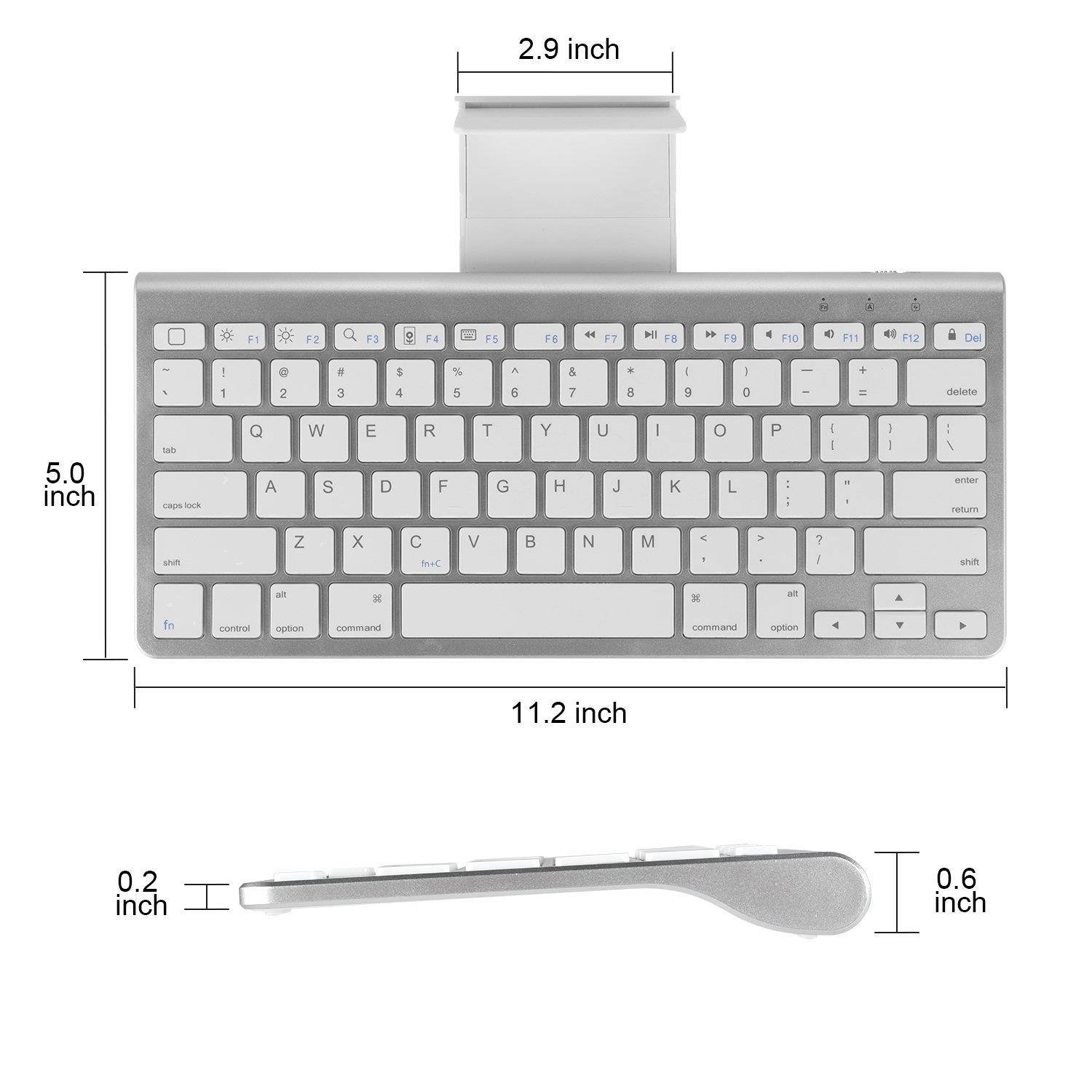 OMOTON Ultra-Slim Bluetooth Keyboard with Sliding Stand for New iPad 2018, iPad 2017, iPad Pro, iPad Mini 4/3/2/1, iPad 4/3/2, iPhone 8/8 Plus, iPhone X and other Bluetooth Enabled Devices, White