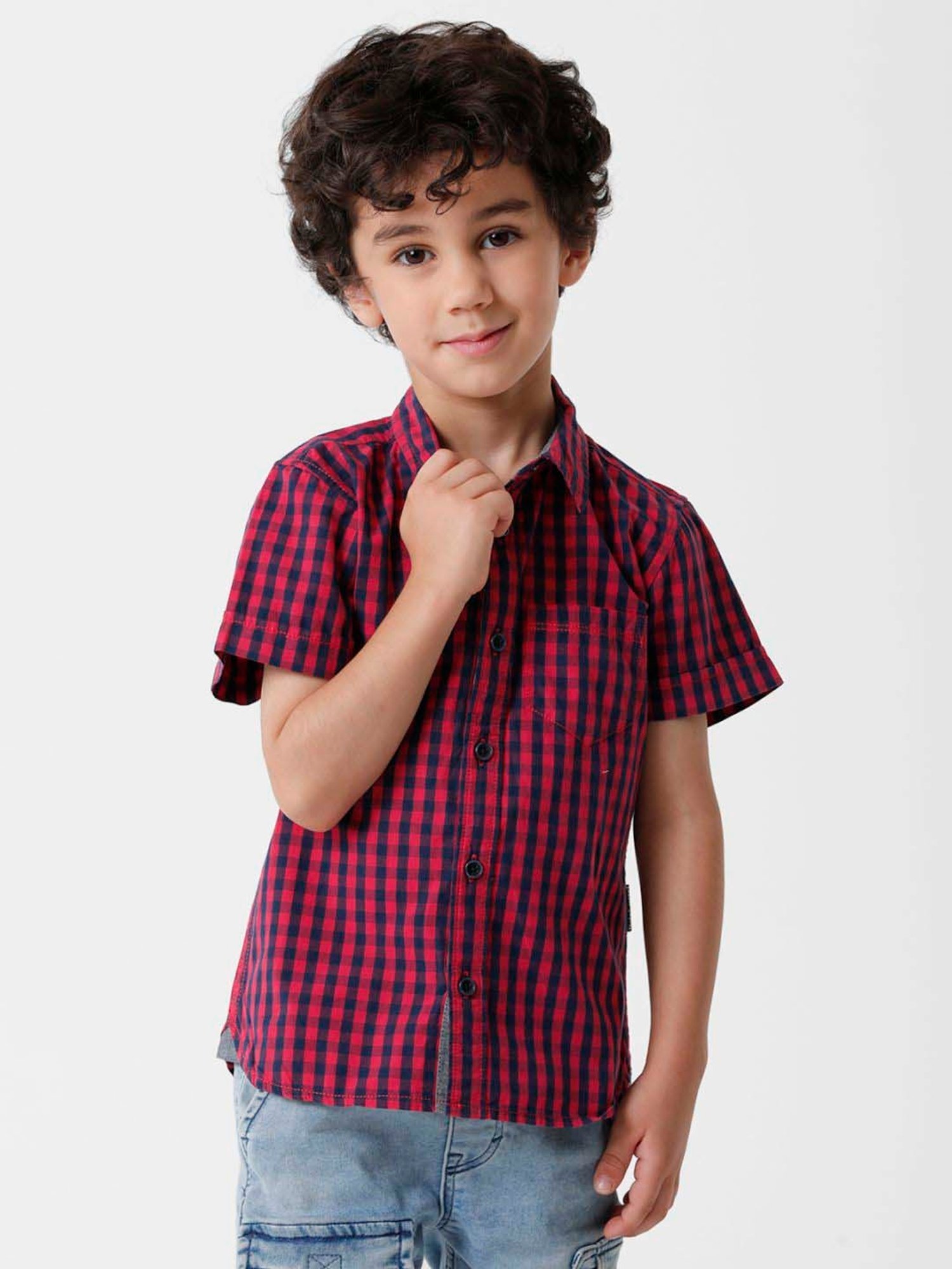 Kate & Oscar Kids Red & Blue Cotton Chequered Shirt