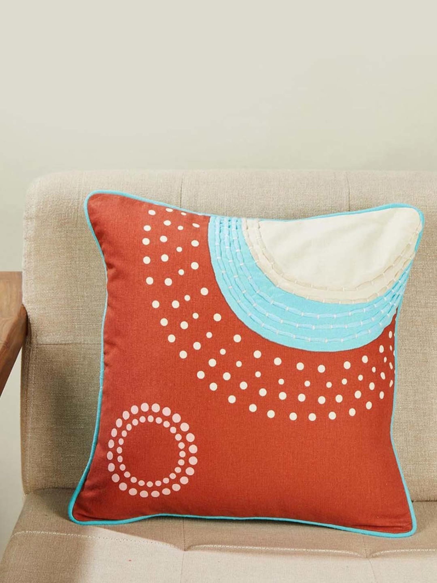 Fabindia Natkhat Red Cotton Kids Cushion Cover