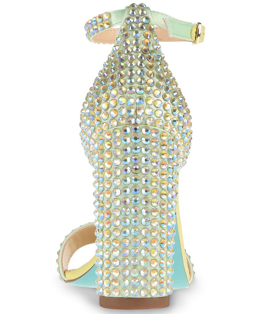 Blue by Betsey Johnson Rina Oversized Rhinestone Embellished Ankle Strap Dress Sandals
