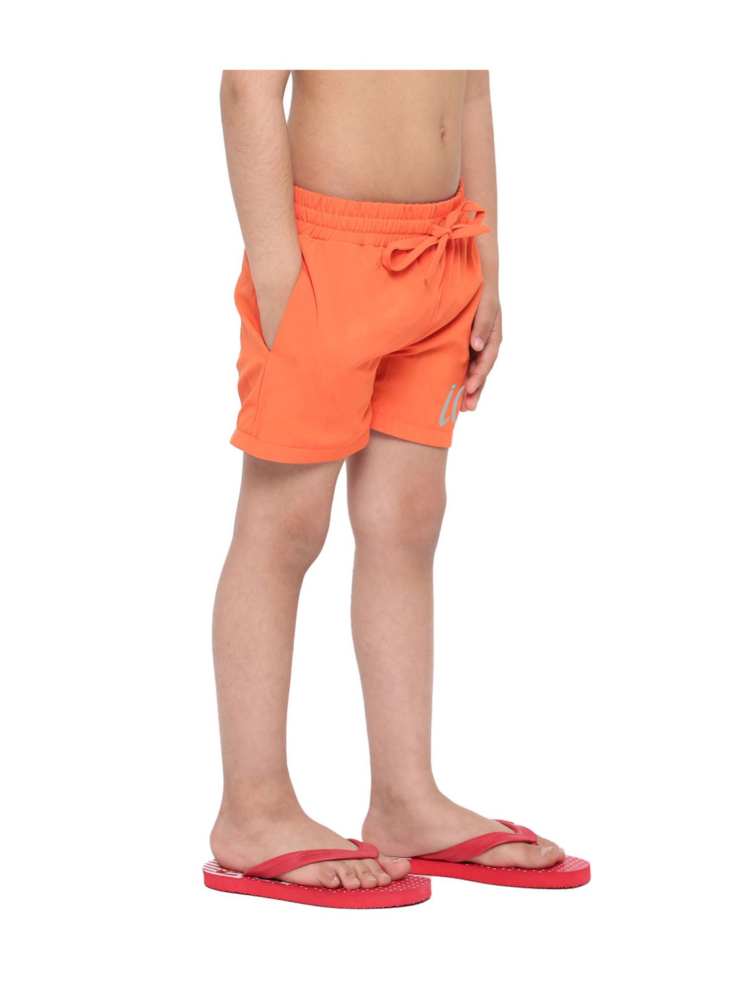 IO Kids Orange & Grey Printed Shorts