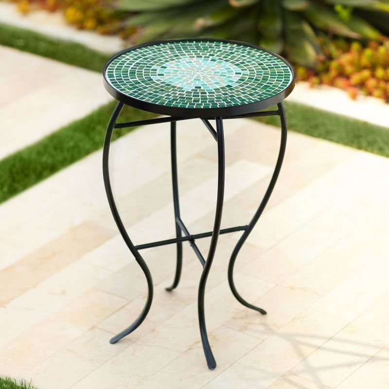 Teal Island Designs Bella Green Mosaic Outdoor Accent Table