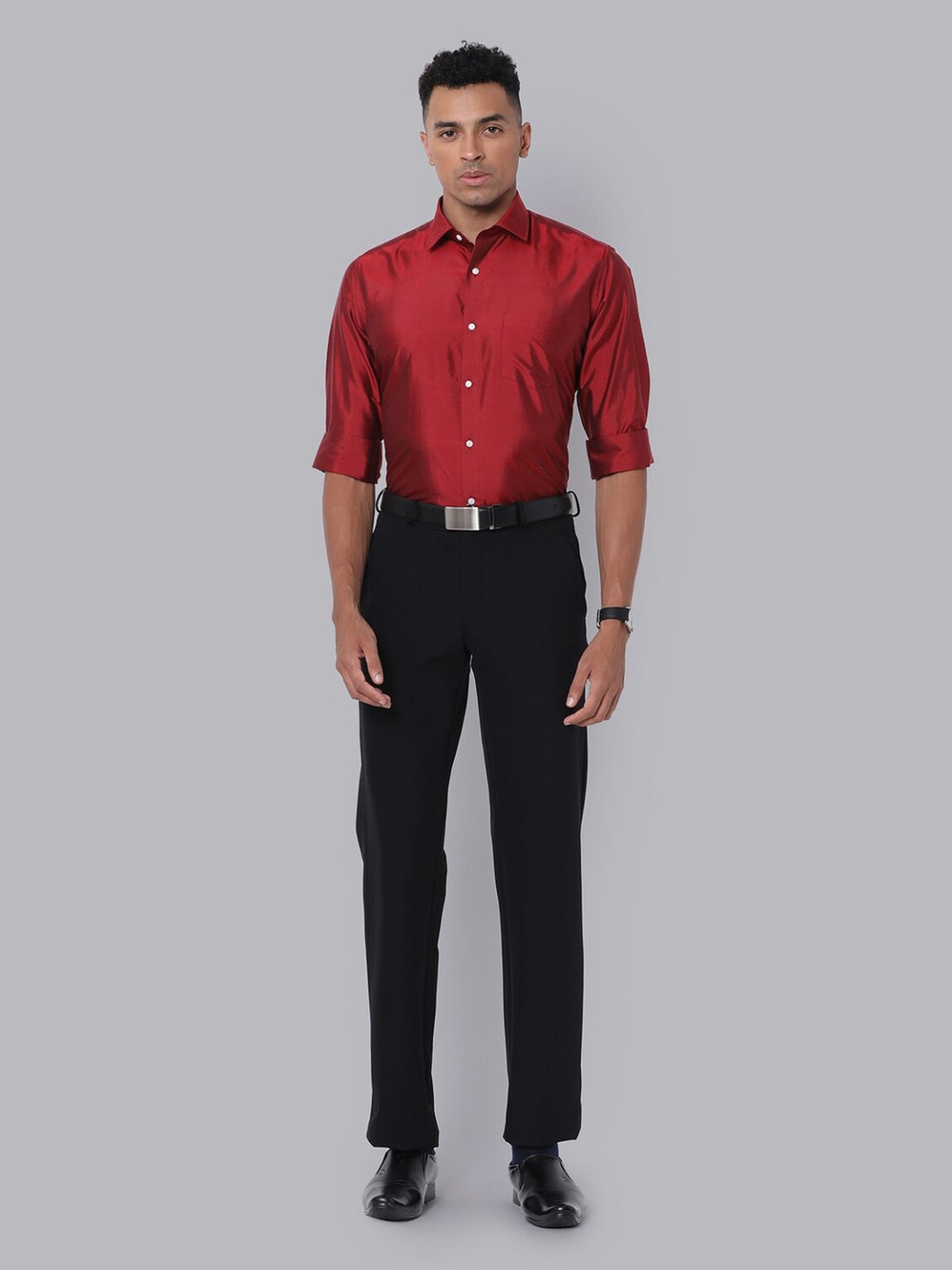 Van Heusen Maroon  Regular Fit Shirt