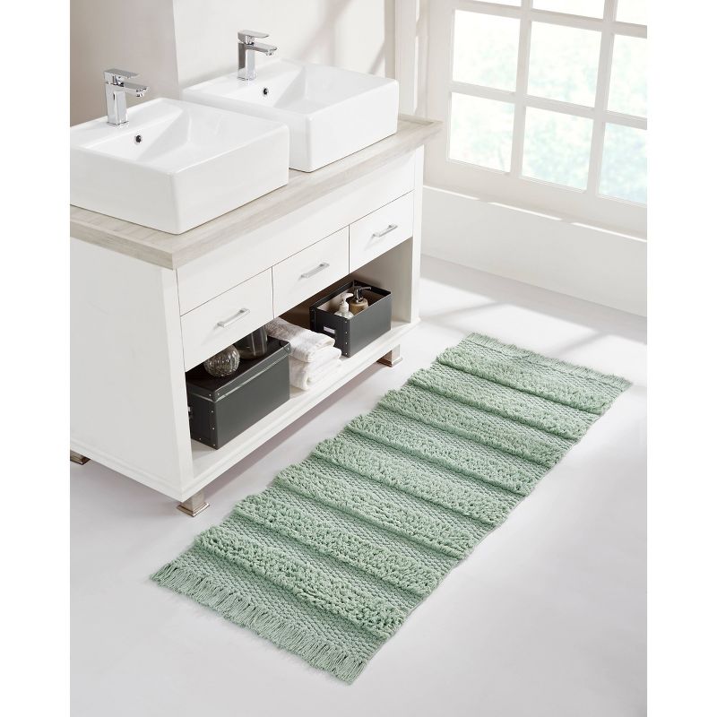 Savannah Cotton Fringe Bath Runner Sage - VCNY