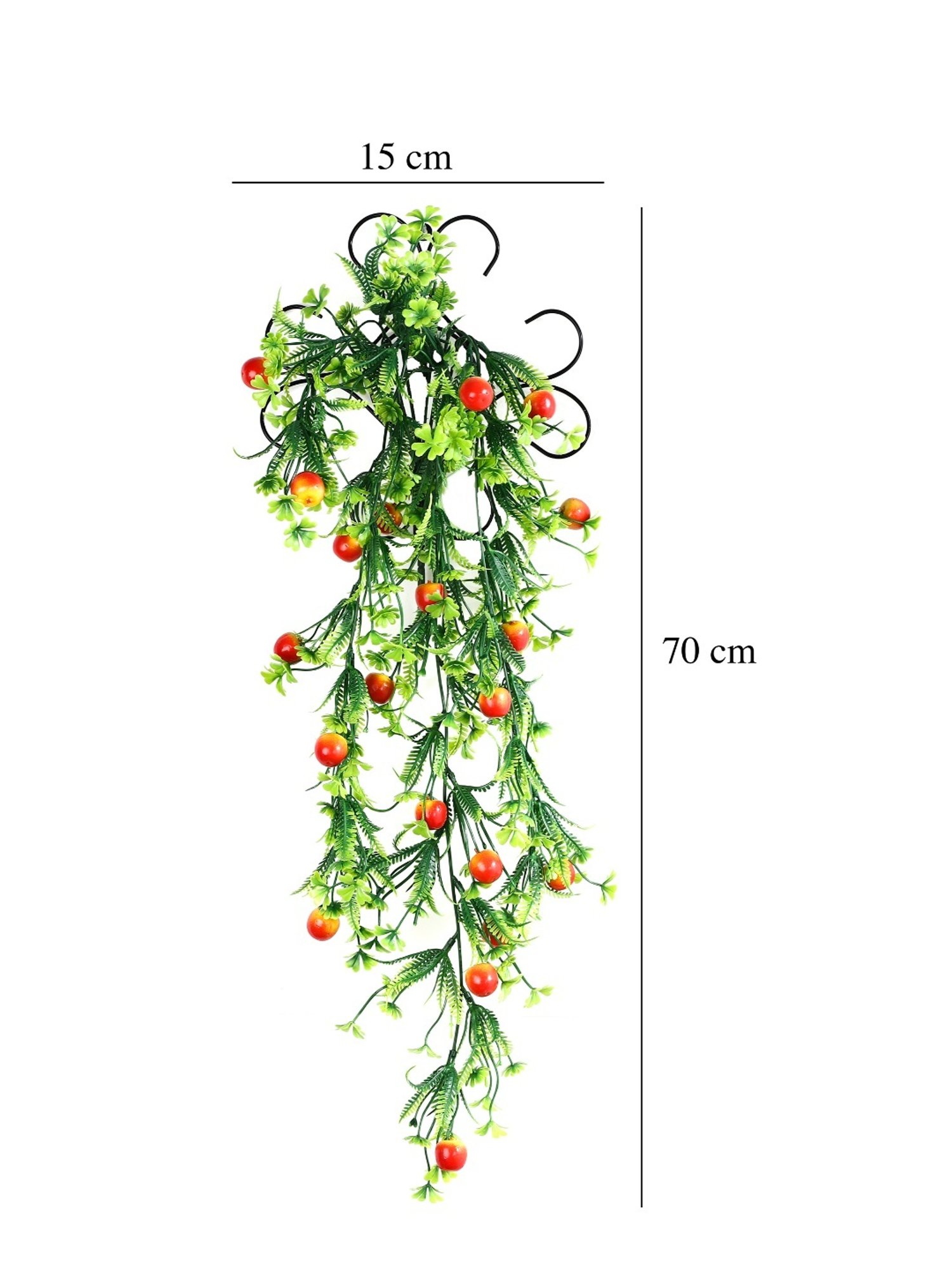 Foliyaj Multicolor Plastic Artificial Apple Vine with Metal Wall Stand