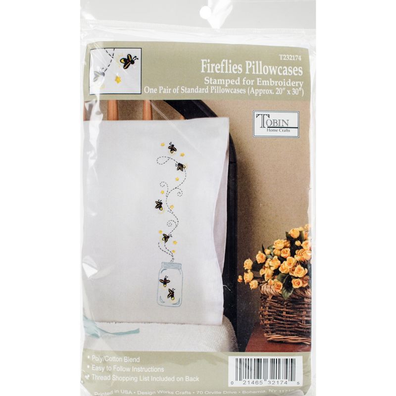 Tobin Stamped For Embroidery Pillowcase Pair 20"X30"-Fireflies