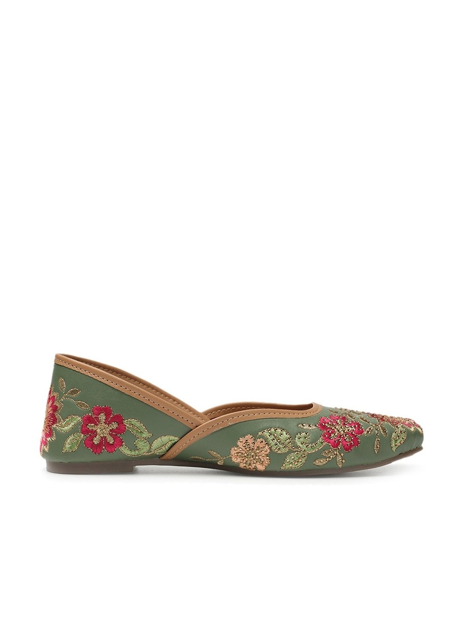 Iconics Women's Olive Ethnic Juttis