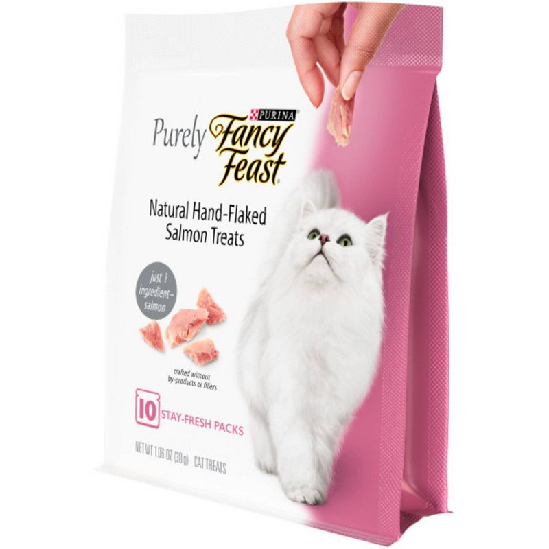 Purina Fancy Feast Purely Hand-Flaked Salmon Meaty Cat Treats - 1.06oz/10ct Pack