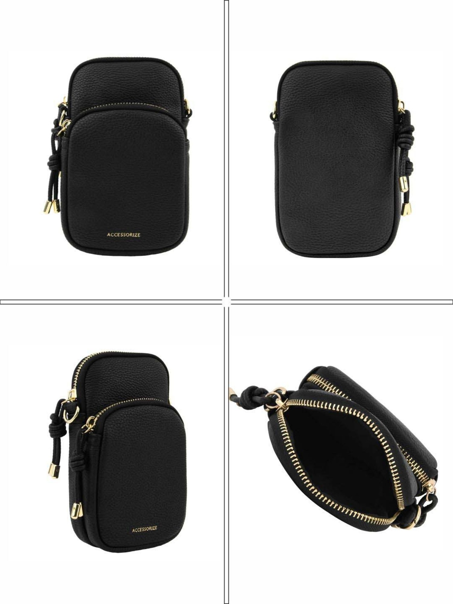 Accessorize London Black Polyester Solid Mobile Pouch