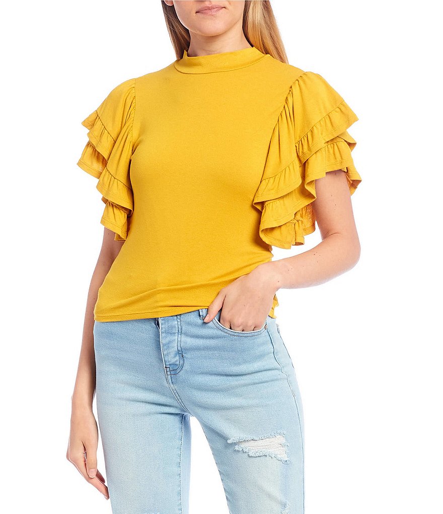 Double Zero Tiered Flutter Sleeve Top