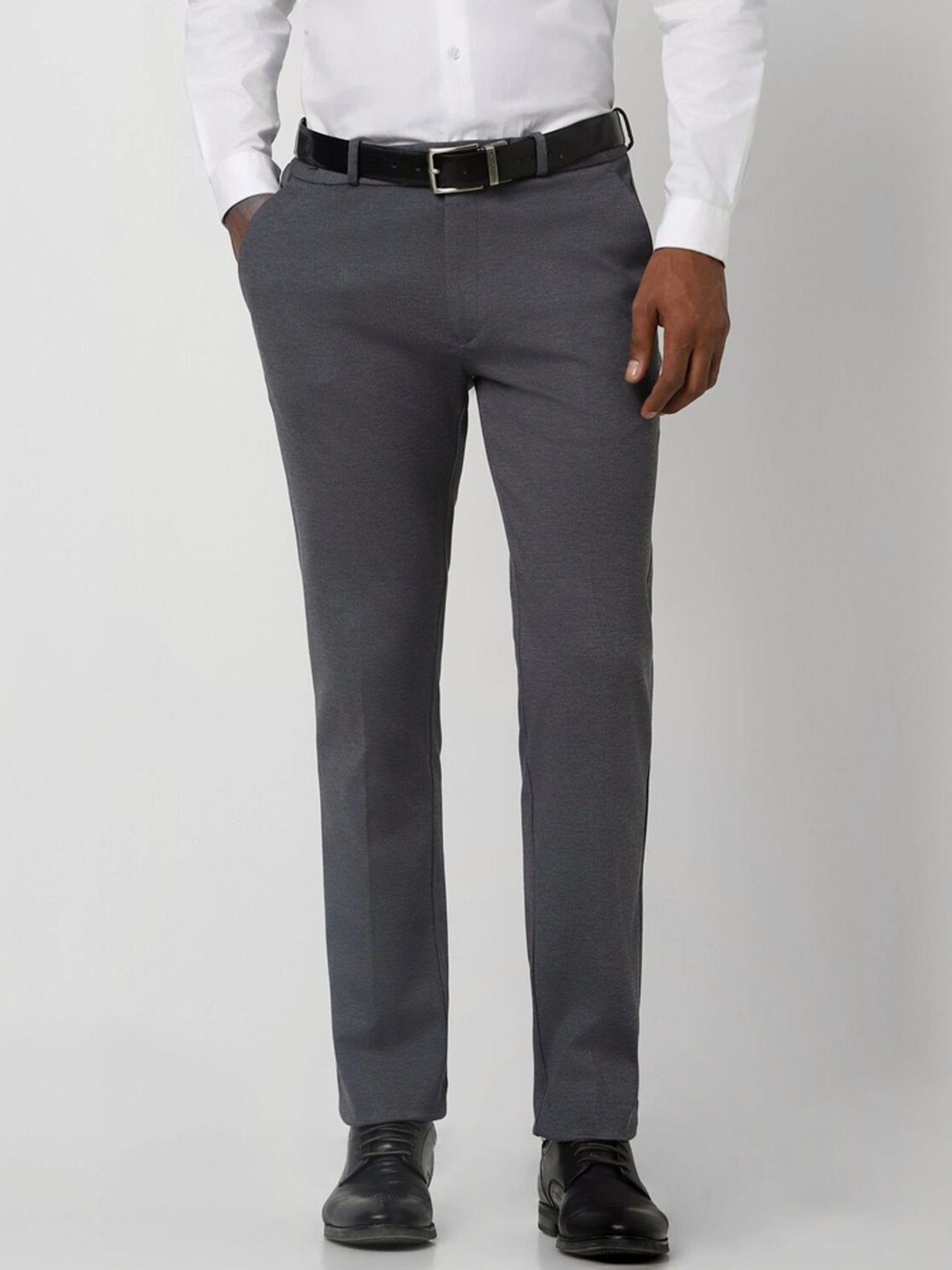 Peter England Grey Slim Fit Trousers