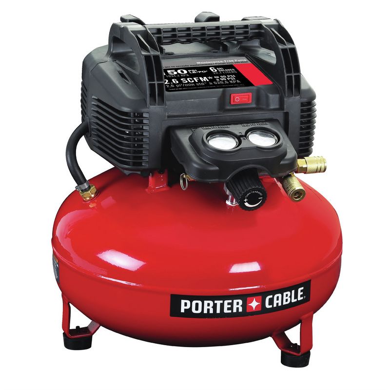 Porter-Cable C2002R 0.8 HP 6 Gallon Oil-Free Pancake Air Compressor