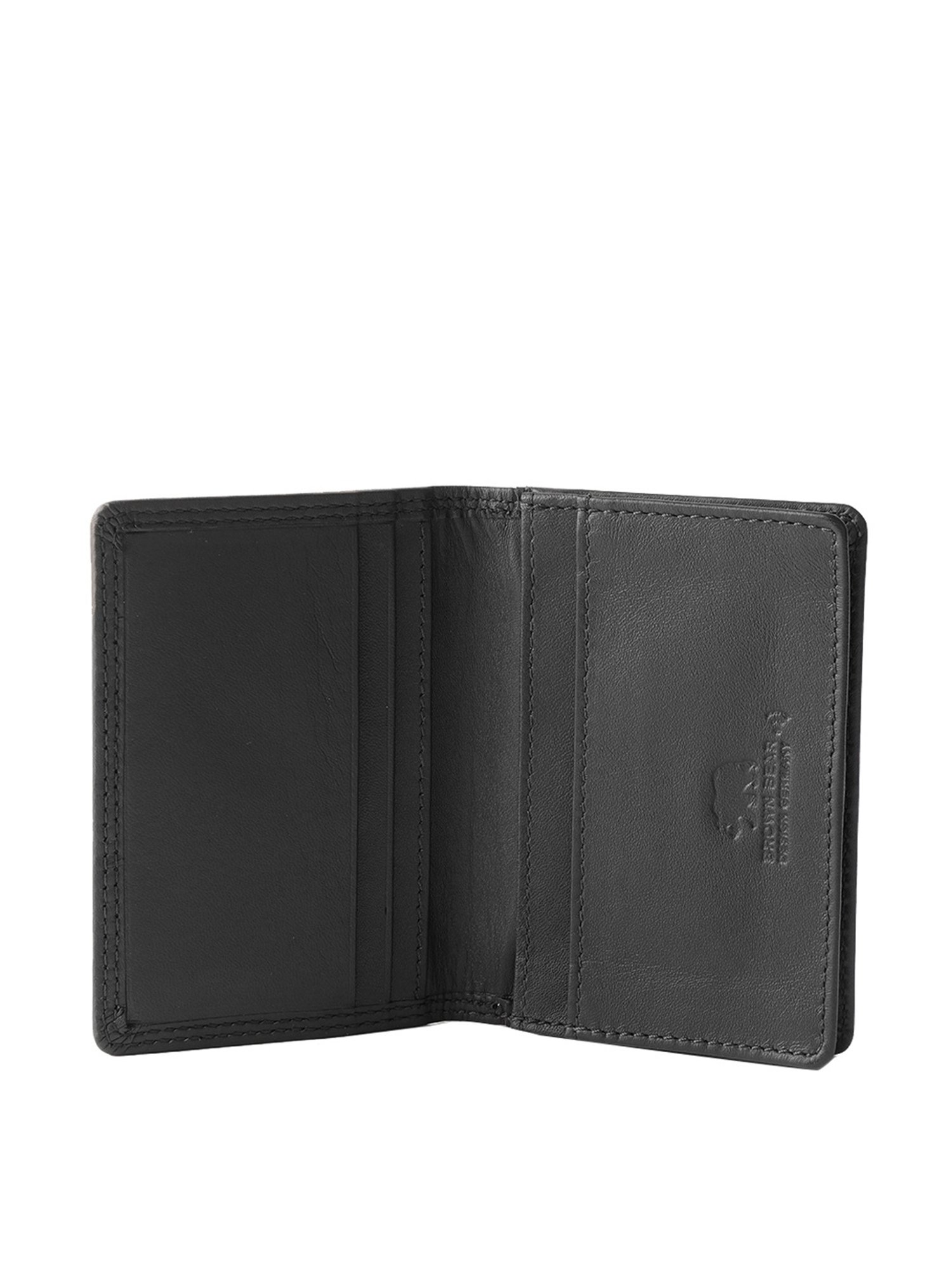 Brown Bear Black Casual Leather Rfid Card Holder for Men