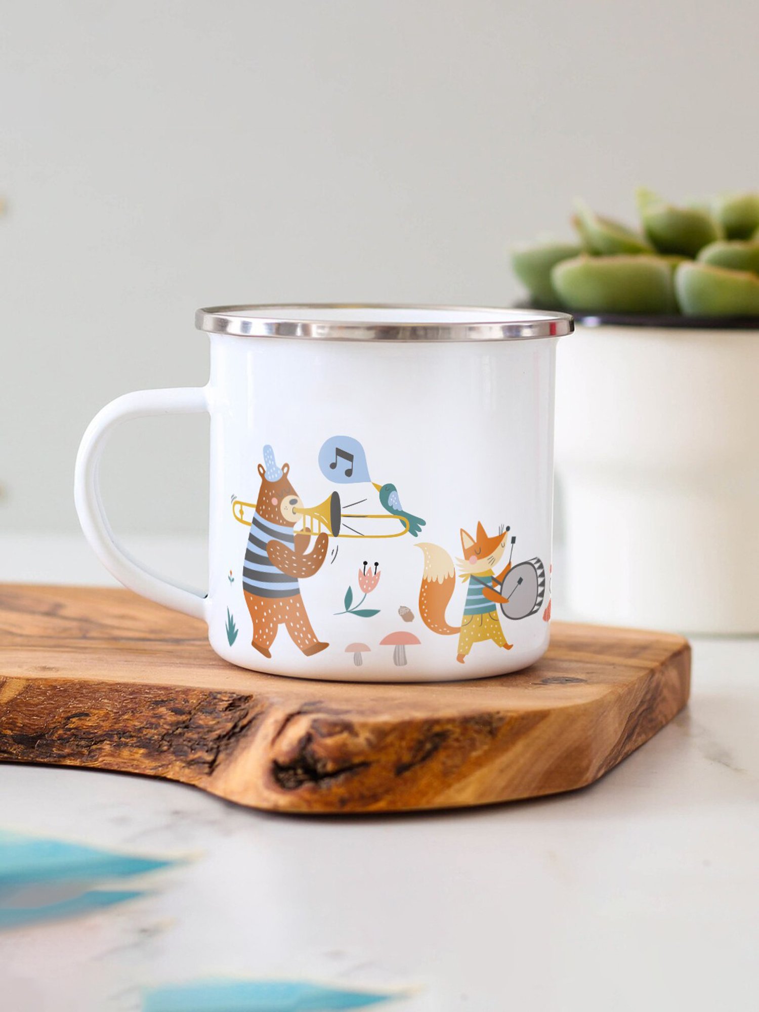 Gathari Enamel White Stainless Steel Coffee Mug