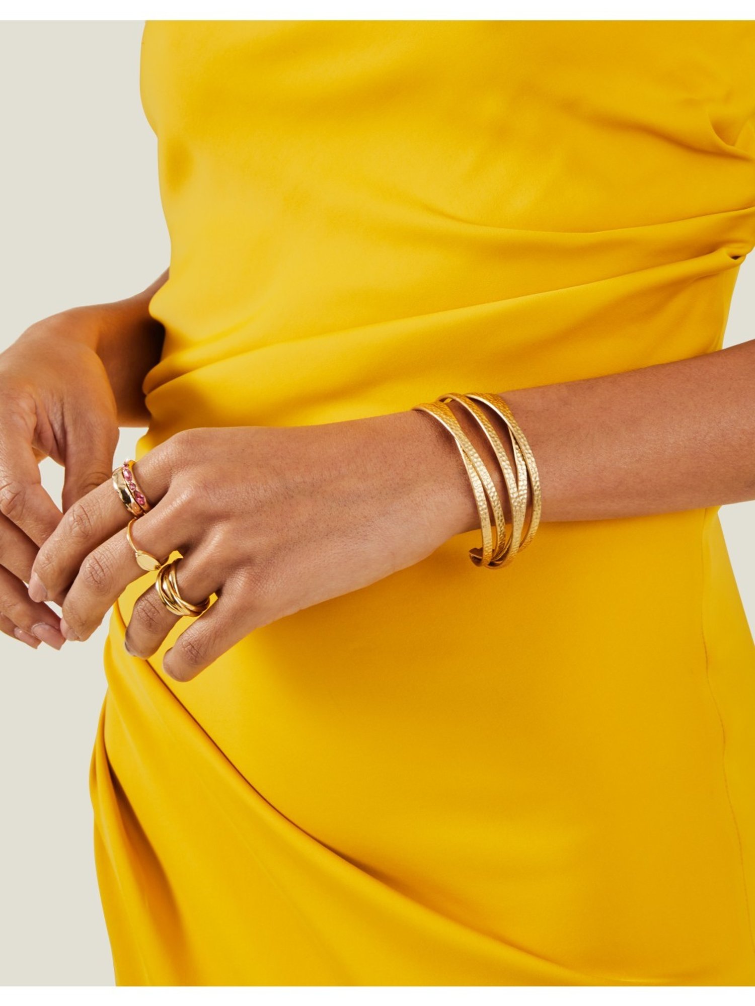 Accessorize London Women's Gold Matte Woven Cuff Bracelet