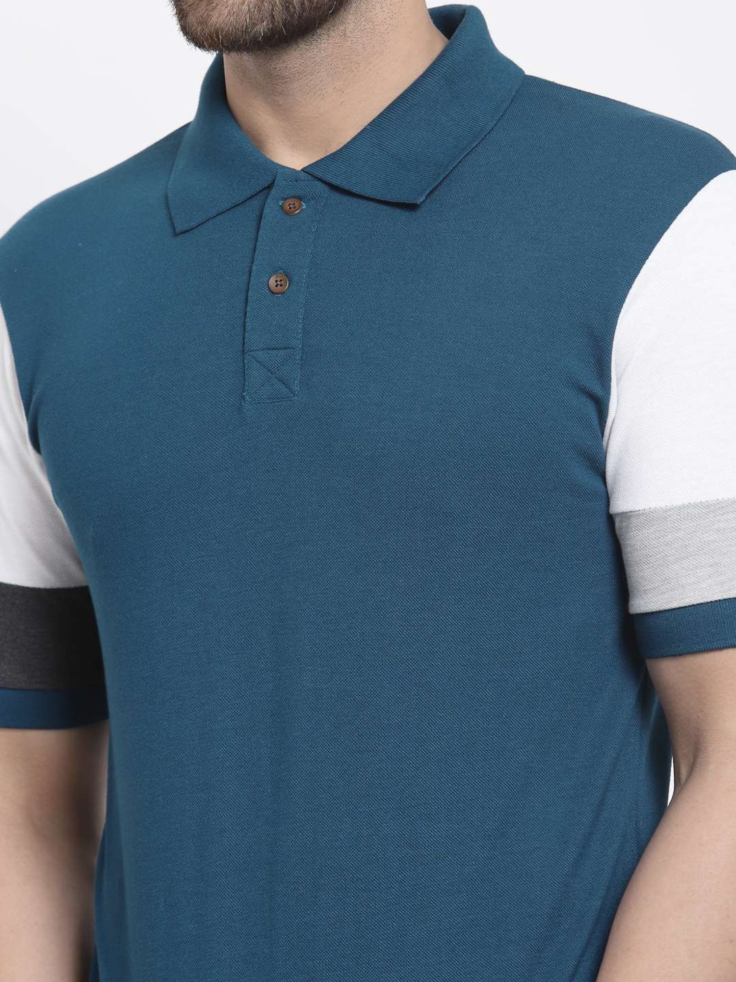 Kalt Multicolor Cotton Regular Fit Colour Block Polo T-Shirt