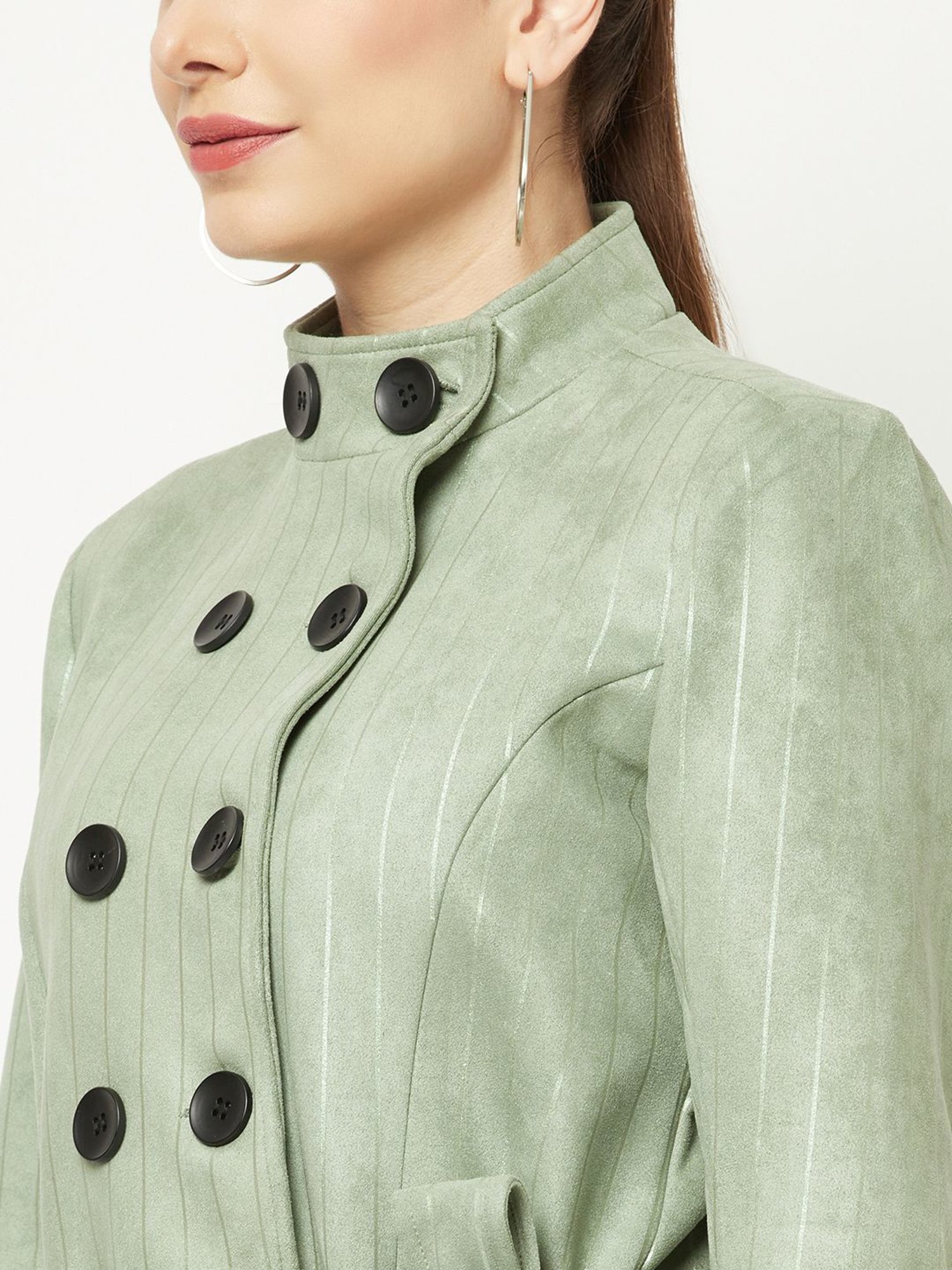 Crimsoune Club Green Striped Over-Coat