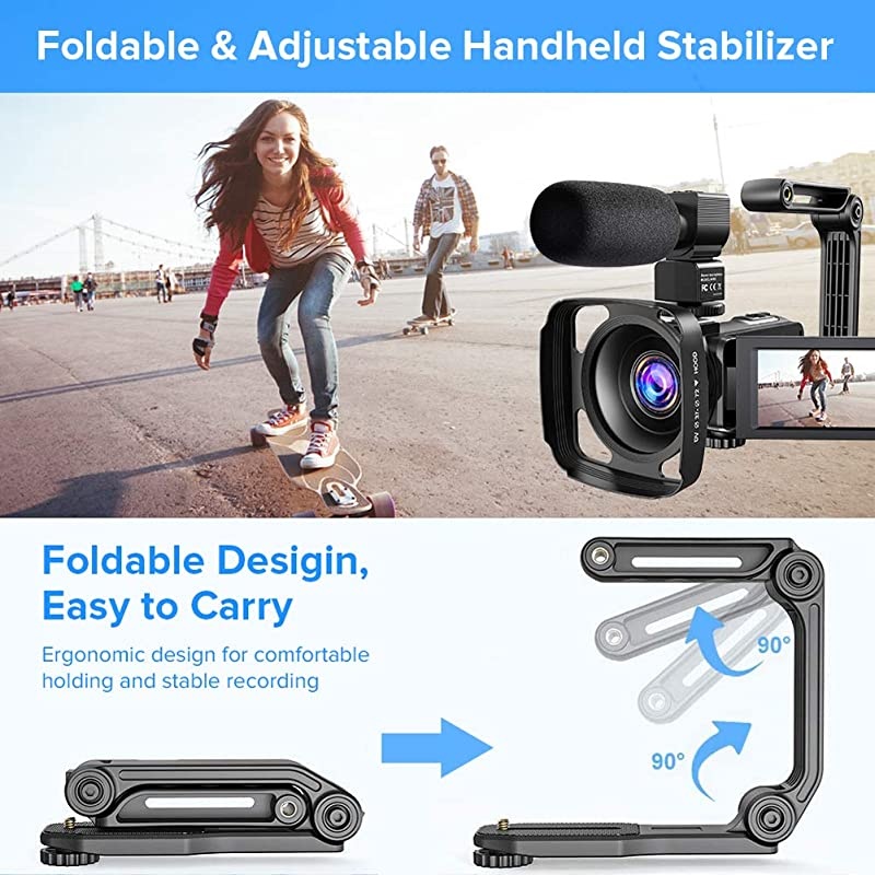 Camera Camcorder 27K Ultra HD YouTube Vlogging Camera 36MP IR Night Vision Digital Camera Recorder 16X Digital Zoom 3 inch IPS Touch Screen Camcorder with Microphone Handheld Stabilizer