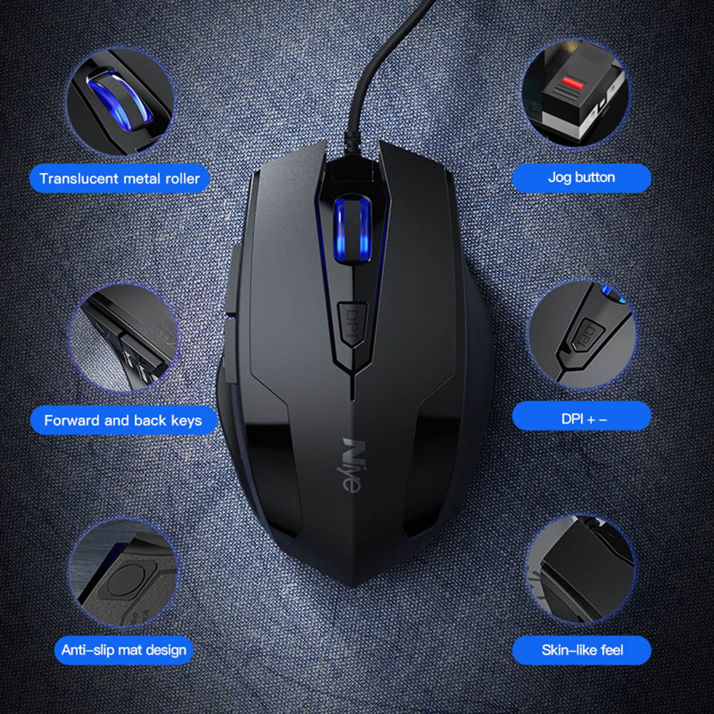 Wired Mouse, USB Wired Gaming Mice with 2400 DPI, 6 Buttons for Computer PC Laptop, USB Wired Mouse 4 Adjustable DPI Levels Mouse for Gamer Win 10/8/7/XP, Black