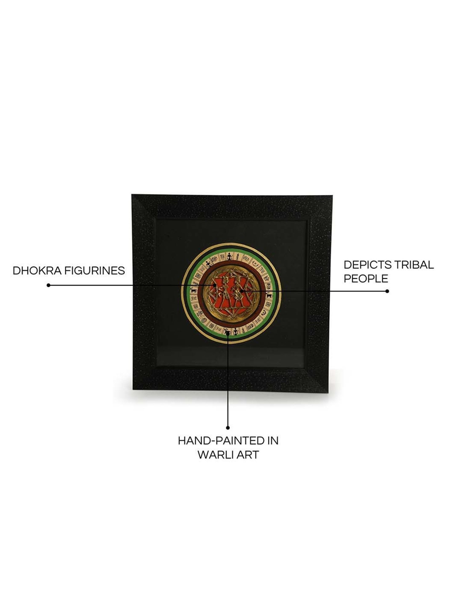 ExclusiveLane Black & Golden Acrylic Dhokra-Warli Dance Handcrafted Wall Decor