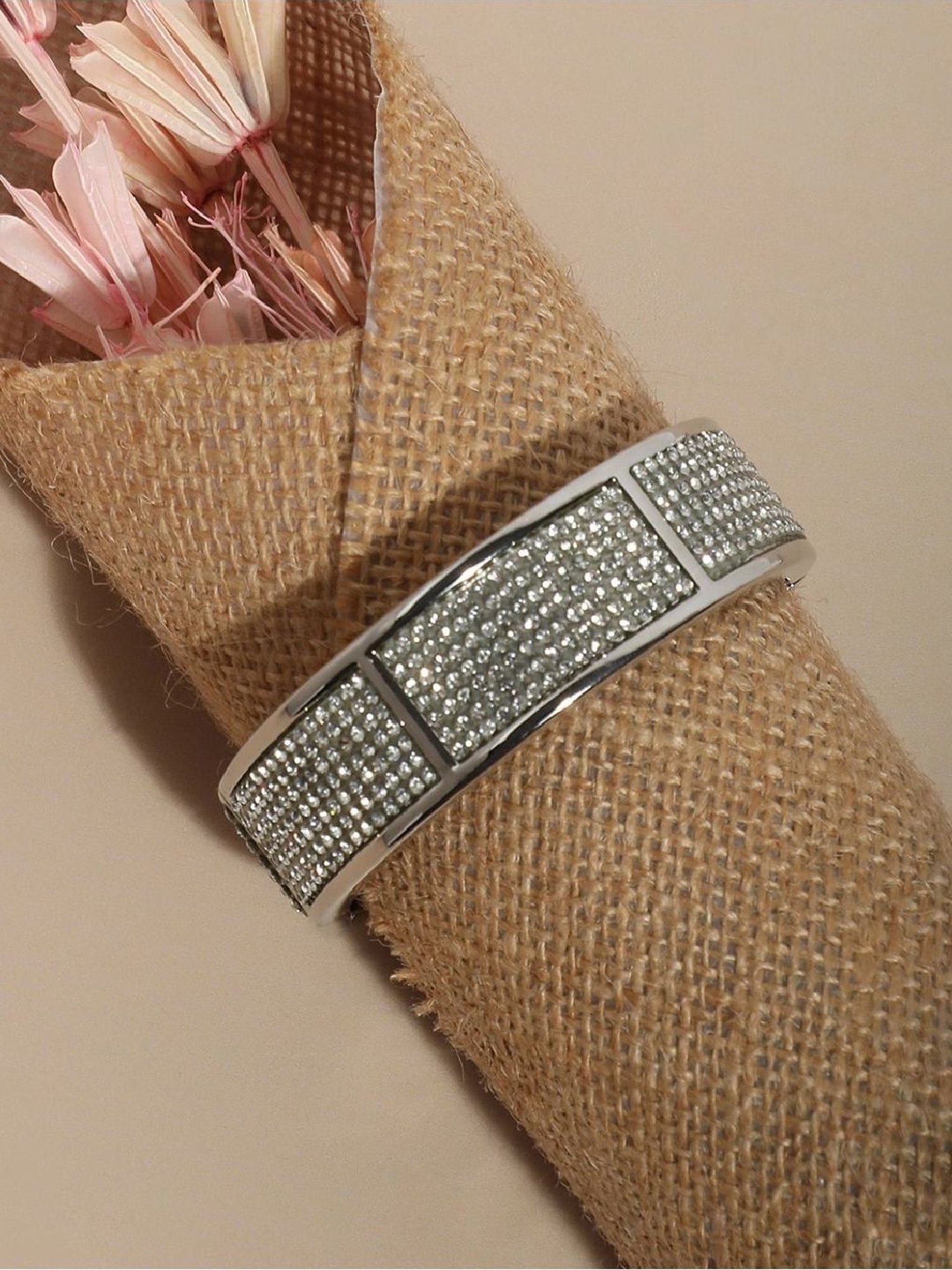 Sohi Women's Embellished Cluster Band Bracelet - Silver