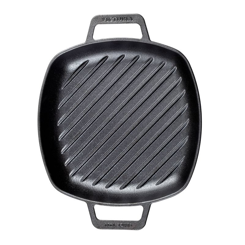Victoria Seasoned 10" Grill Pan with Double Loop Handles