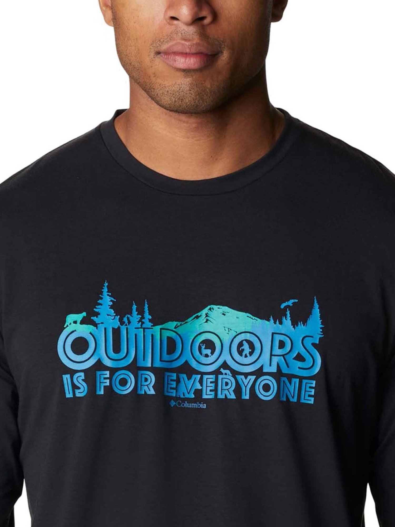 Columbia Men Black & White Sun Trek Graphic Long Sleeve T-Shirt