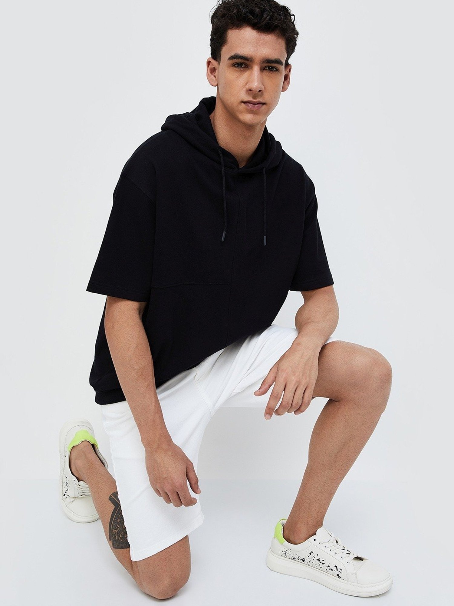 Forca Black Regular Fit Hooded Sweartshirt