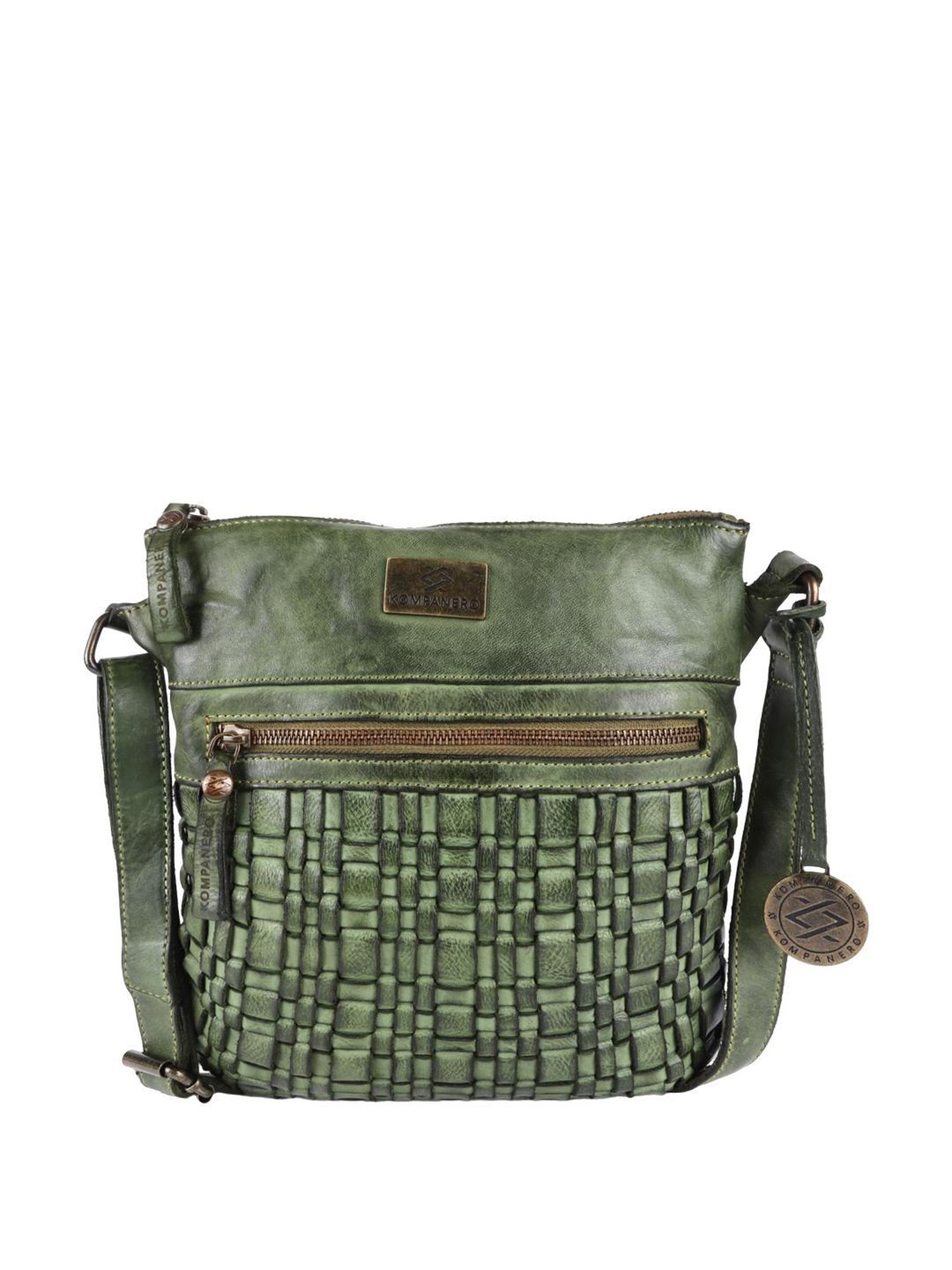 KOMPANERO Mia Green Textured Sling Handbag