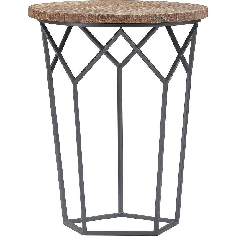 Avion Round Geometric Accent Table Brown/Black - Finch