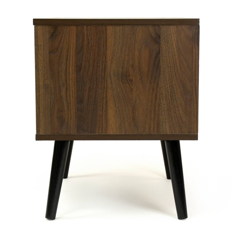 Nightstand with Drawer Storage Dark Wood/Black - Humble Crew