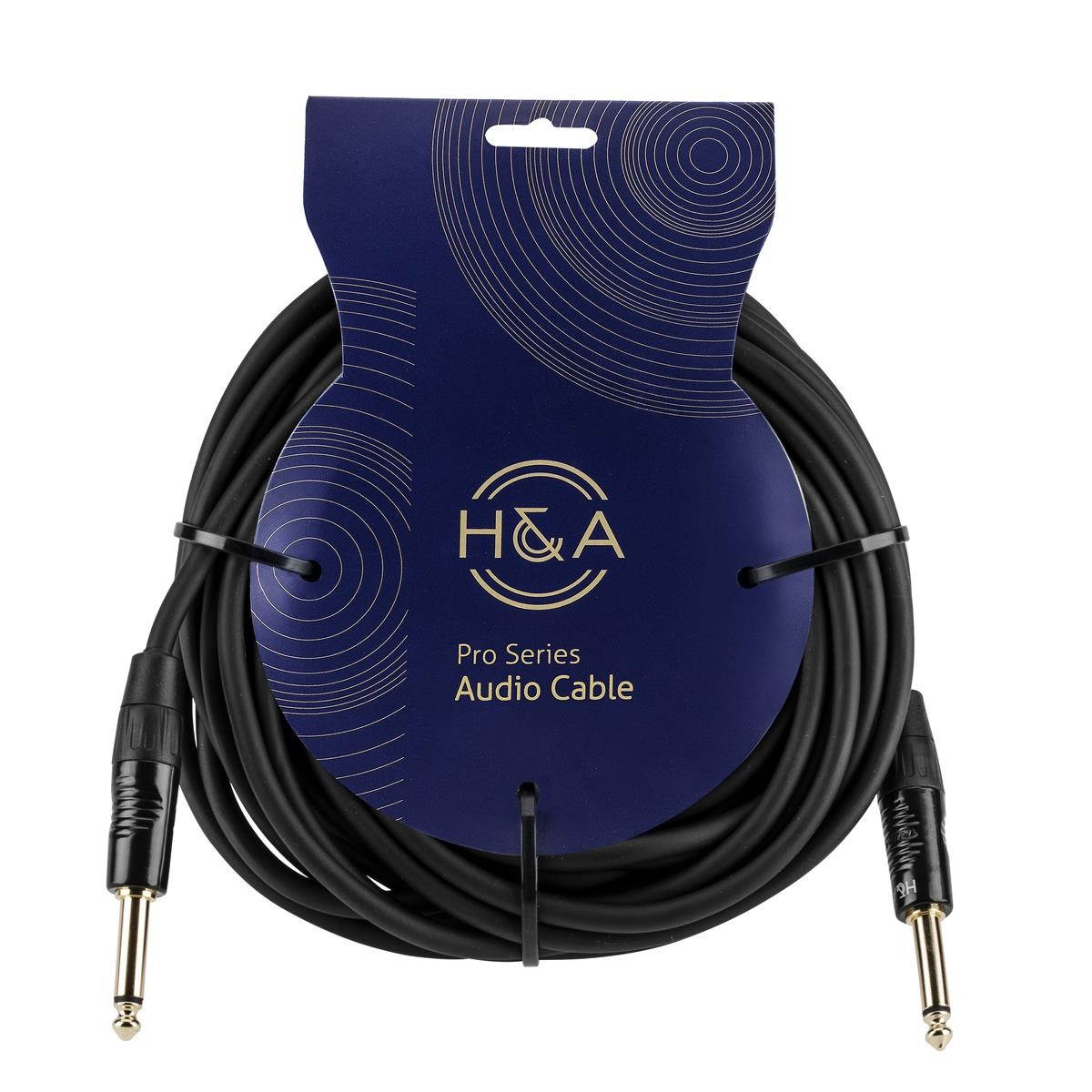 H&A Elite Pro 1/4" Male to Male Instrument Cable w/ Rean Gold Connectors, 25'