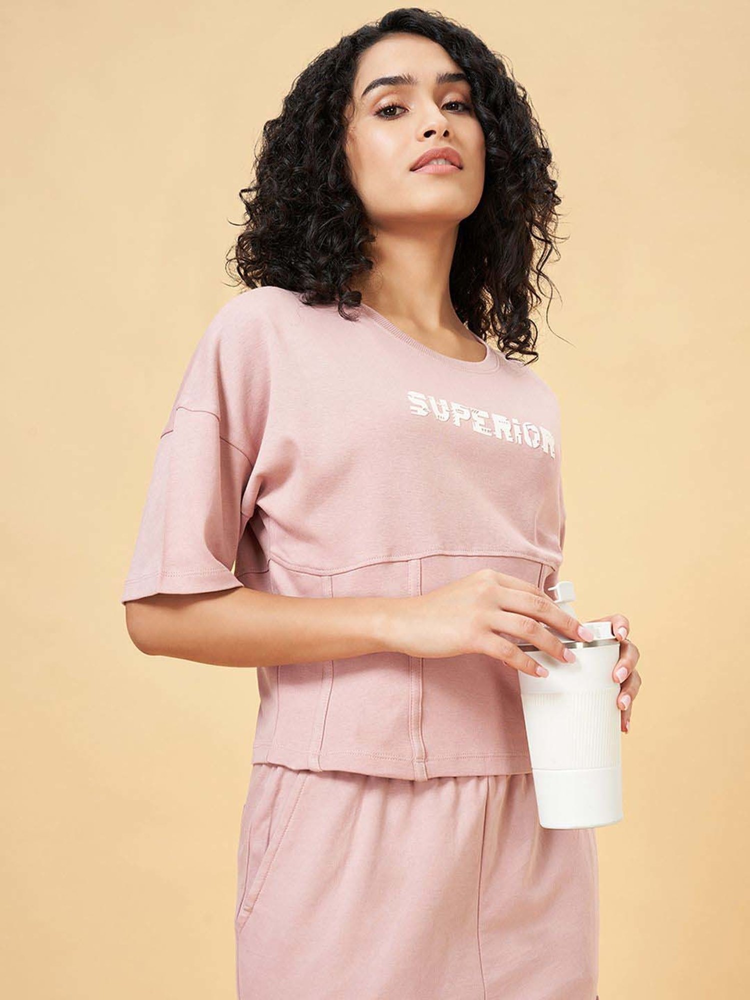 Ajile by Pantaloons Pink Cotton Printed T-Shirt