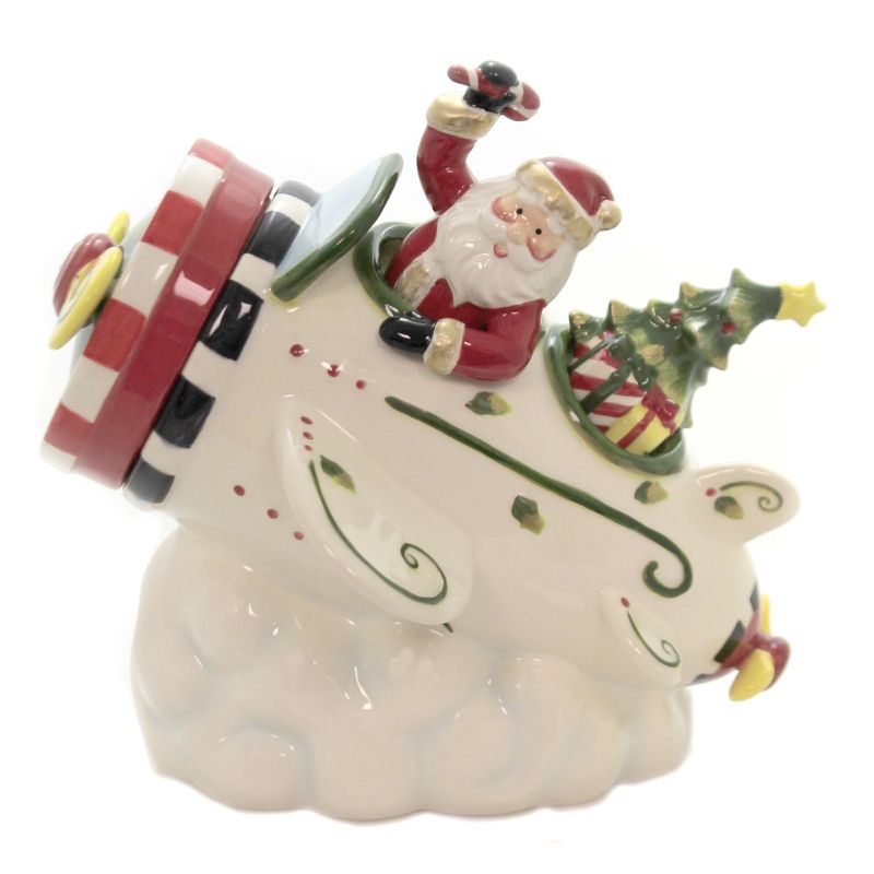 Tabletop 9.75" Santa Flying Airplane Cookie Jar Christmas Cosmos Gifts Corp.  -  Food Storage Containers