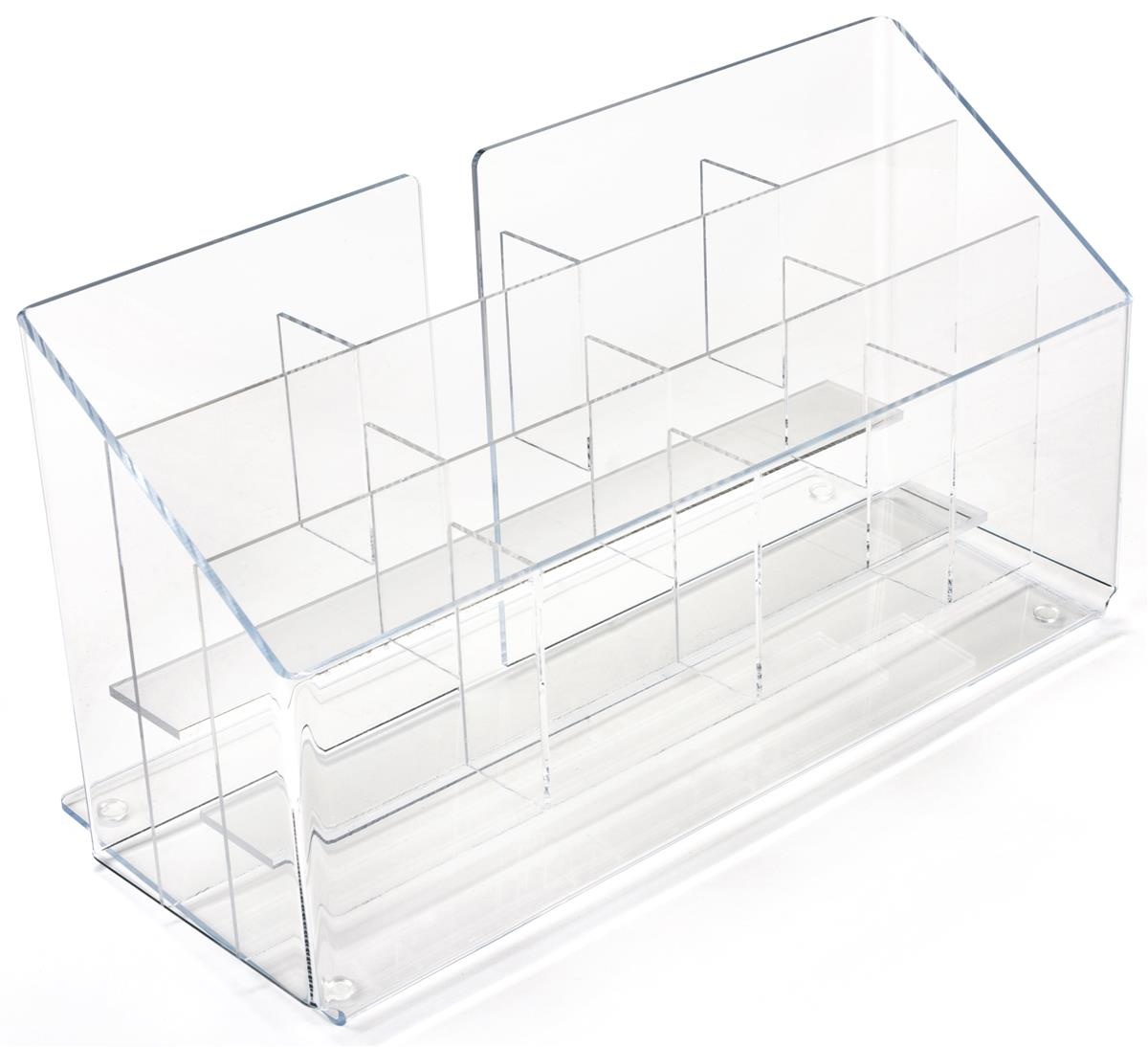 Pamphlet Dispenser 17&rdquo;w x 7 &frac14;&rdquo;h Clear Acrylic 3 Tiered Literature Rack &ndash; (12) 2&rdquo;d Brochure Holder Pockets &ndash; Counter Display (BH12)