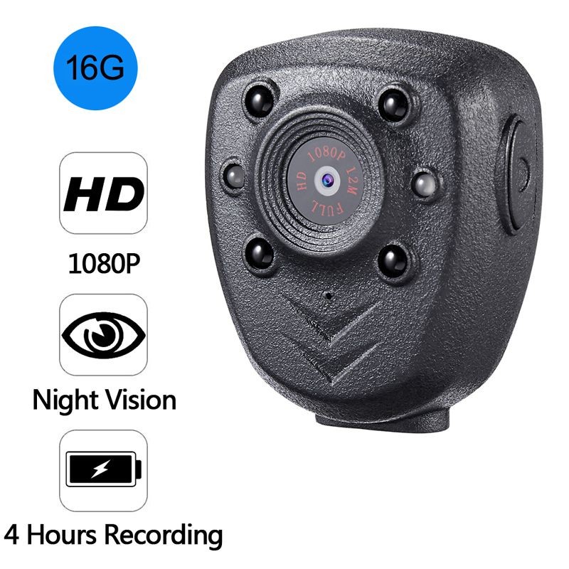 Body Worn Video Recorder Mini Camera DV DVR Micro Camcorder CCTV Cam Lens IR Night Vision LED Lights HD 1080P