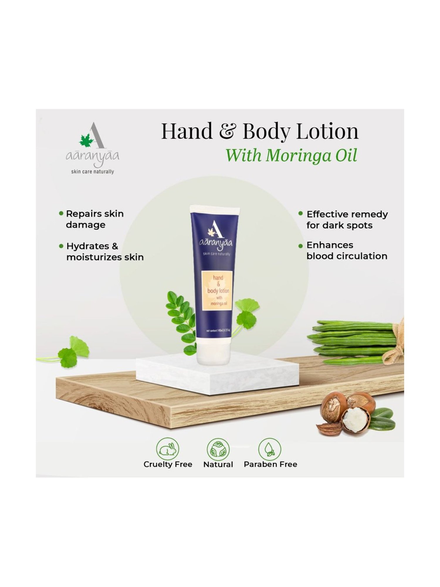 Aaranyaa Hand & Body Lotion Moringa Oil - 140 ml