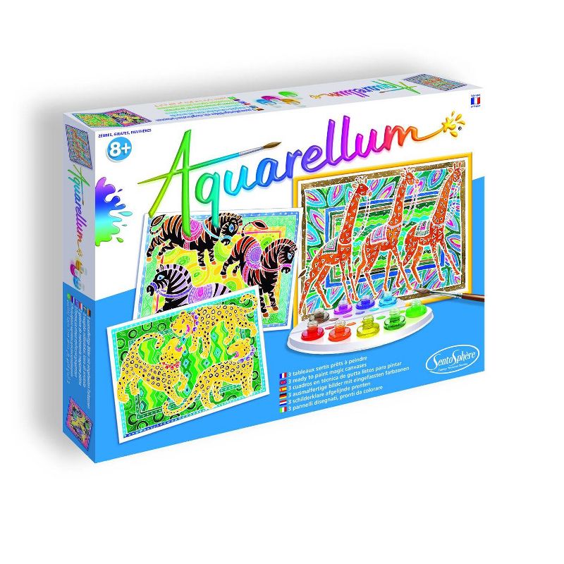 15pc Aquarellum Zebras Giraffes and Panther Painting Kit - SentoSphere USA