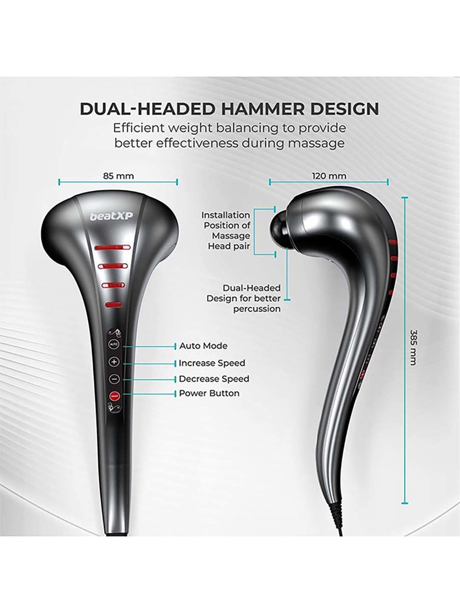 beatXP Thunder Double Headed Hammer Massager (Lava Grey)