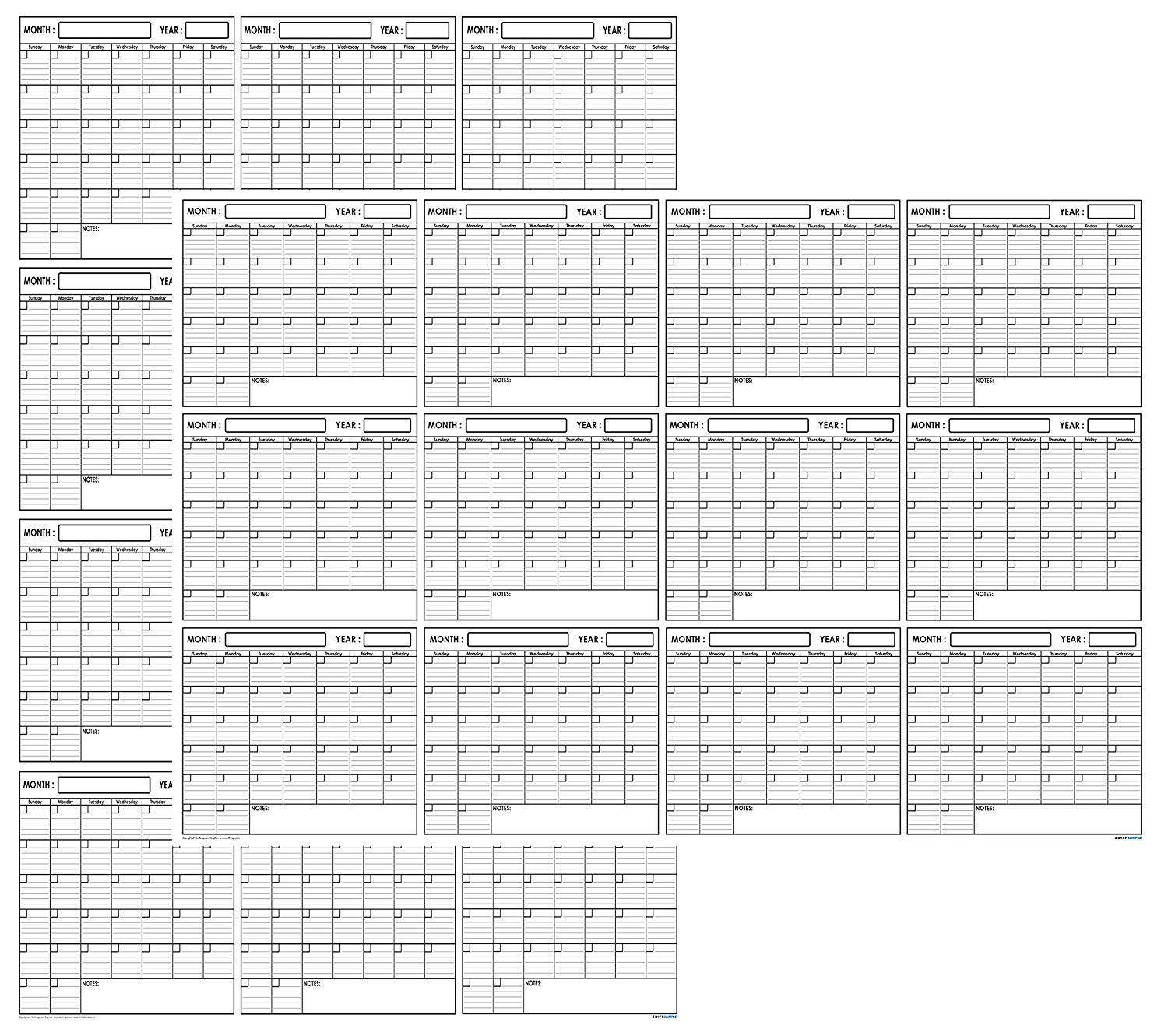 SwiftGlimpse 32x48 Large Jumbo Oversized Erasable Laminated Blank Annual Yearly Wall Calendar Poster, 12 Months, Reusable for Office, Academic or Home 2-Sided Reversible