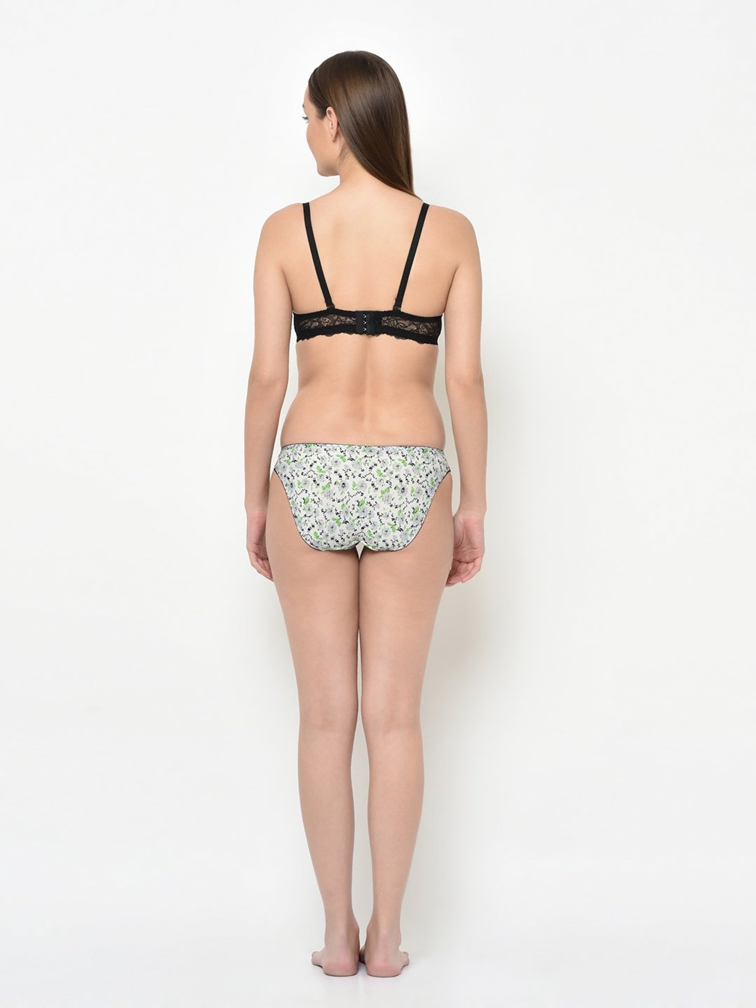 Da Intimo Grey Printed Bra With Bikini Panty