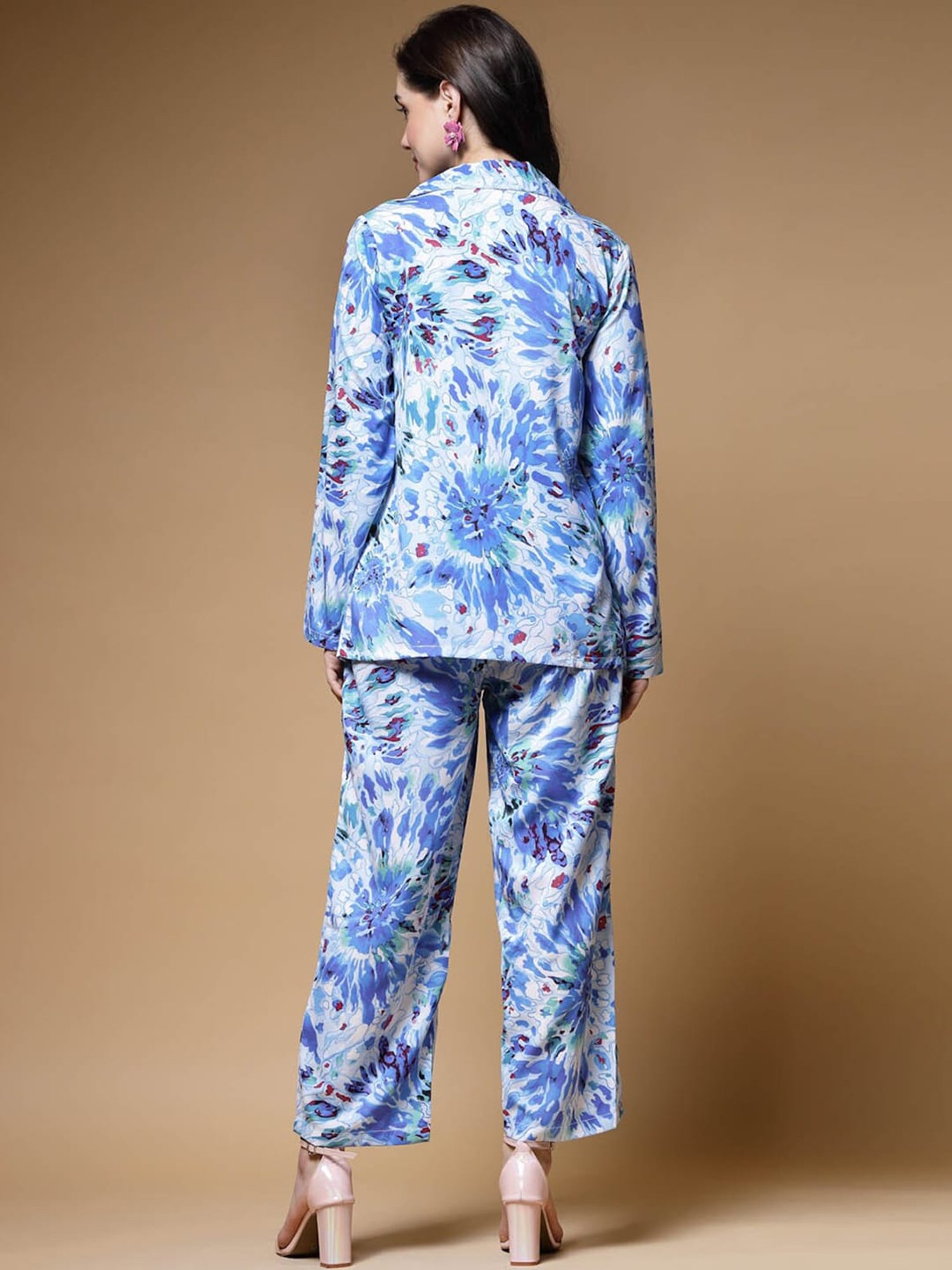 Melon by PlusS Blue Printed Shirt Pant Set