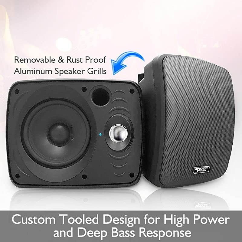 Outdoor Waterproof Wireless Bluetooth Speaker - 6.5 Inch Pair 2-Way Weatherproof Wall/Ceiling Mounted Dual Speakers w/Heavy Duty Grill, Universal Mount, Patio, Indoor Use -  PDWR64BTB (Black)
