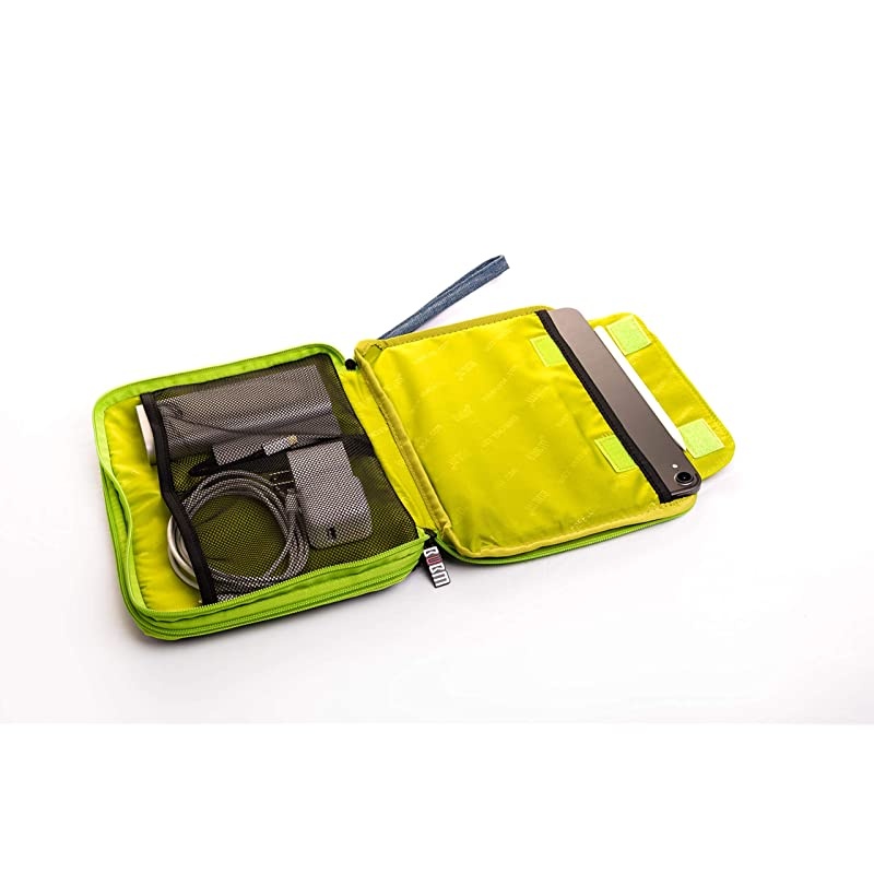 Layer Electronics Organizer and Travel Organizer for Tablet Cables Flush Drives and Chargers Fit for iPad Pro 11 Blue and Bright Green