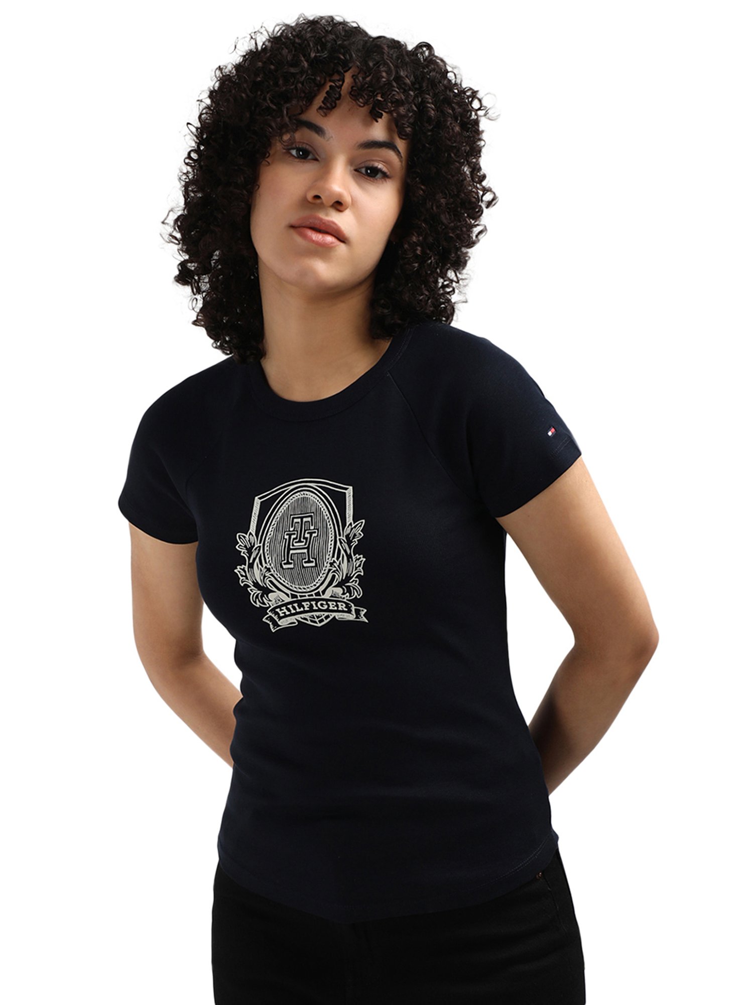 Tommy Hilfiger Blue Jersey Printed Women Slim Fit T-Shirt