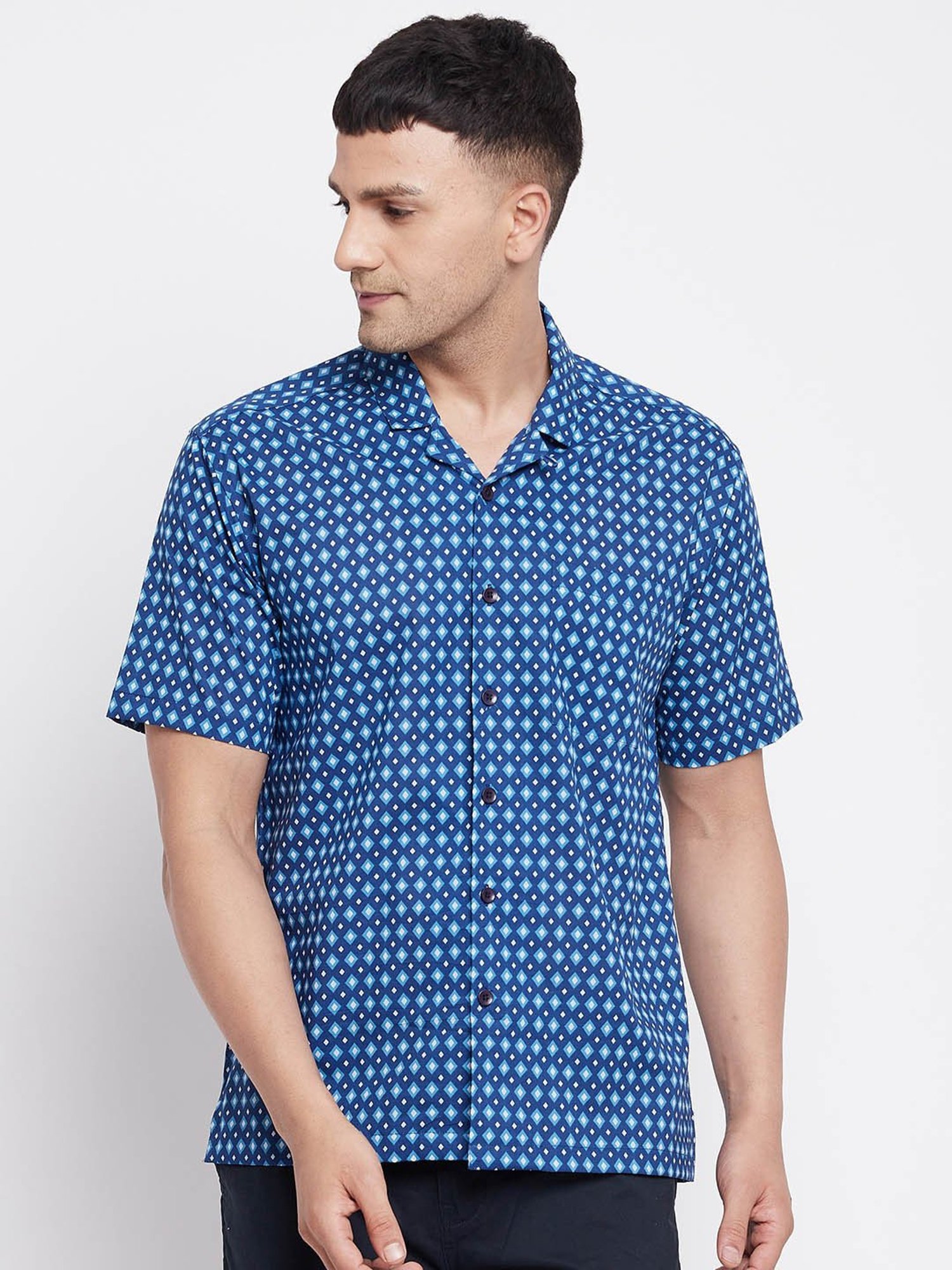 Even Blue Regular Fit Printed Shirt