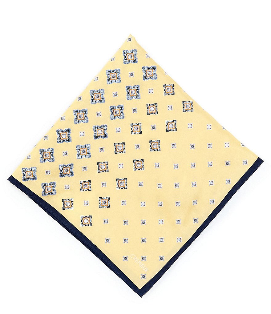 Cremieux Caveni Medallion Silk Pocket Square