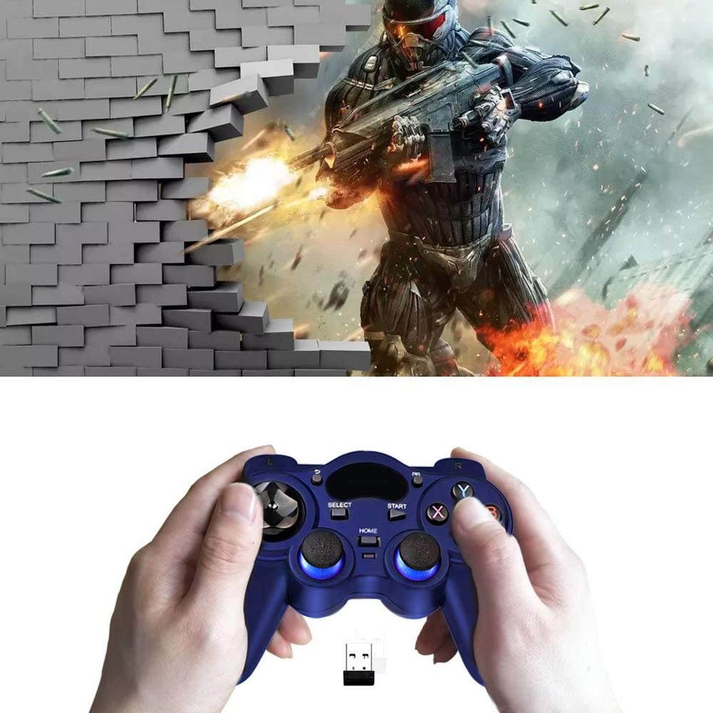 USB Wireless Gaming Controller Gamepad for PC/Laptop Computer(Windows XP/7/8/10) & PS3 & Android & Steam (Blue)