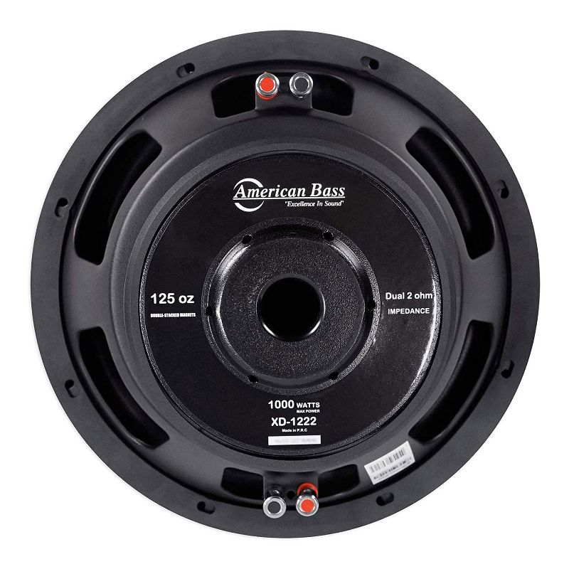 American Bass XD 1244 12 Inch Dual 4 Ohm Voice Coil 1000 Watt Max Power Subwoofer Speaker with 120 Ounce Magnet and Push Terminals