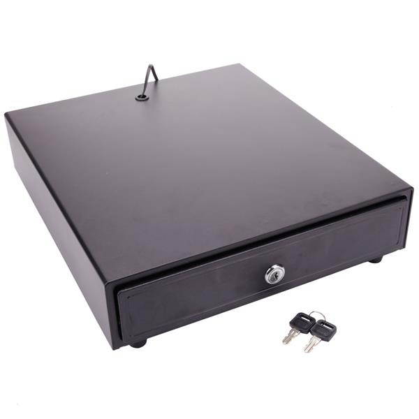 15" Manual Push-Open Cash Drawer, Home Commercial Use 4-Compartment 3 Lock Modes Stainless Steel Cash Box